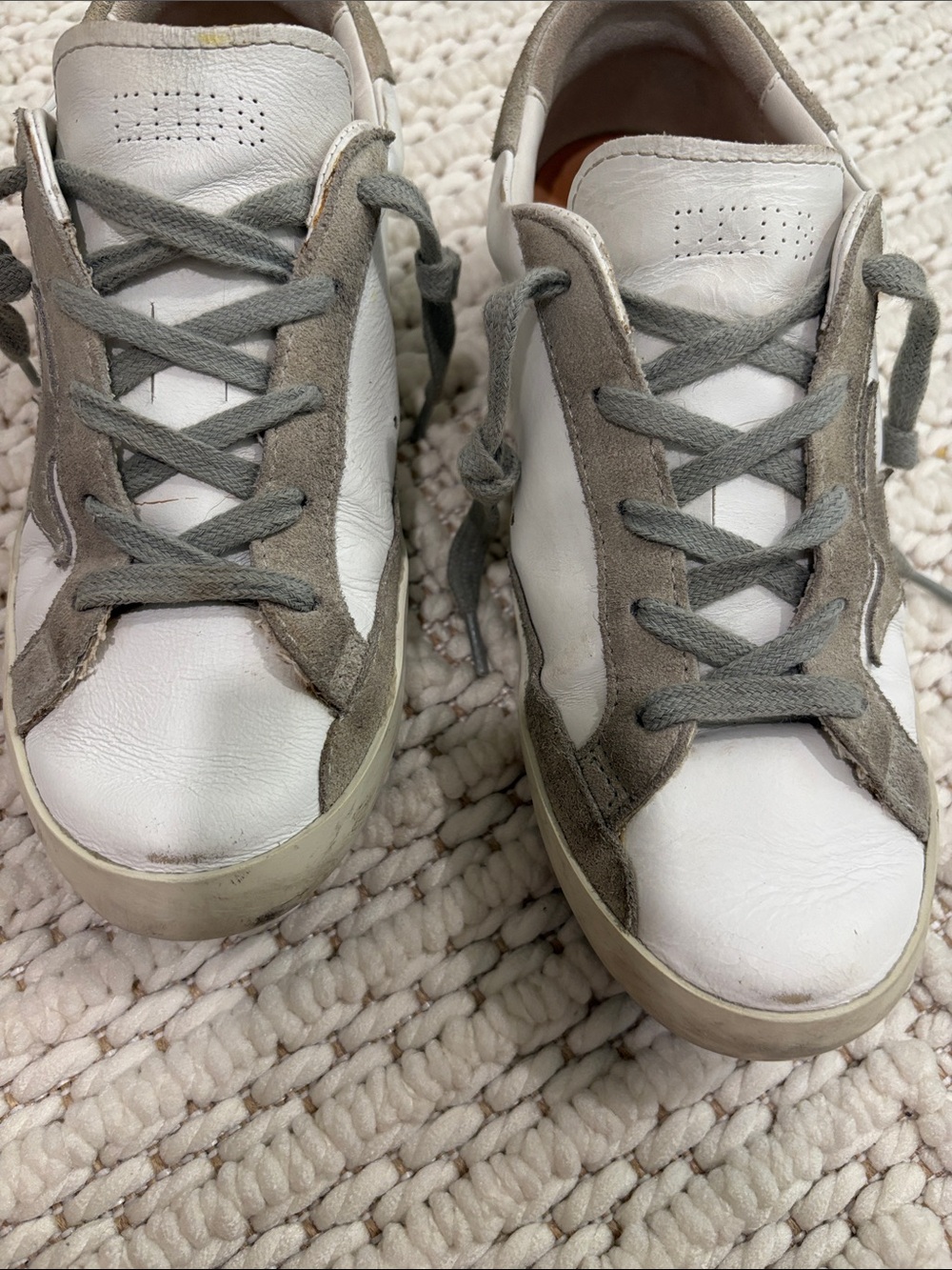 Golden Goose Kids White and Gray Suede Star Sneakers